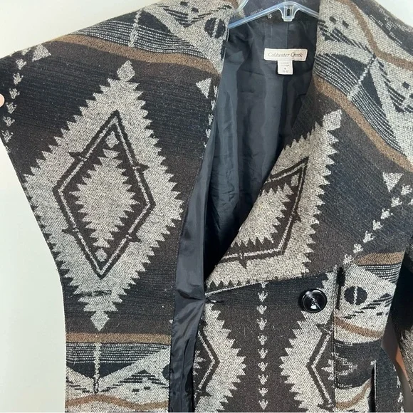 Coldwater Creek Southwestern Wool Blanket Wrap Coat Western Equestrian Aztec M - Picture 10 of 12